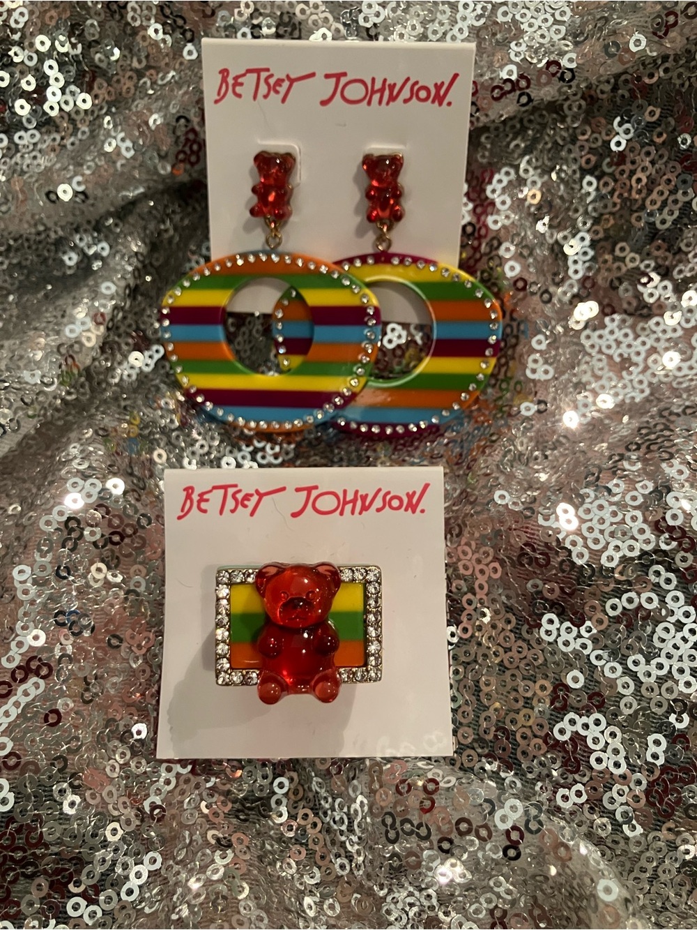 Betsey Johnson Rainbow 🌈 Gummy Bear Ring/Earring Set